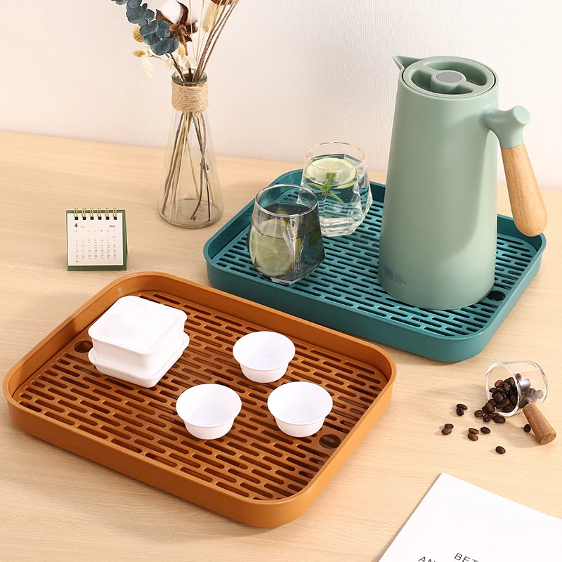 

Coffeeware Teaware Tea Tray Plastic Silicone Dish Dry Fruit Serving Tray Rustic Food Office Serviertablett Tea Accessories