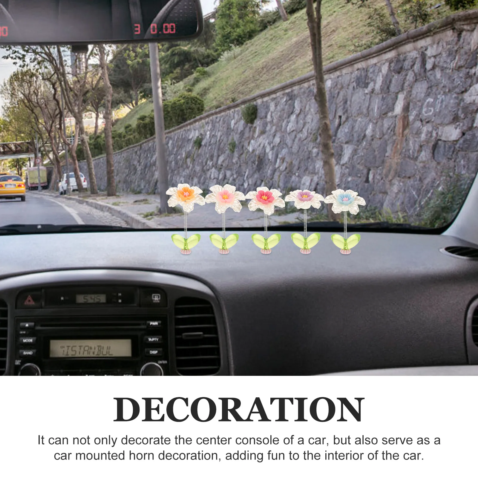 

Spring Flower Car Dashboard Decorations Resin Fade Resistant Universal Design Car naments Interior Accessories