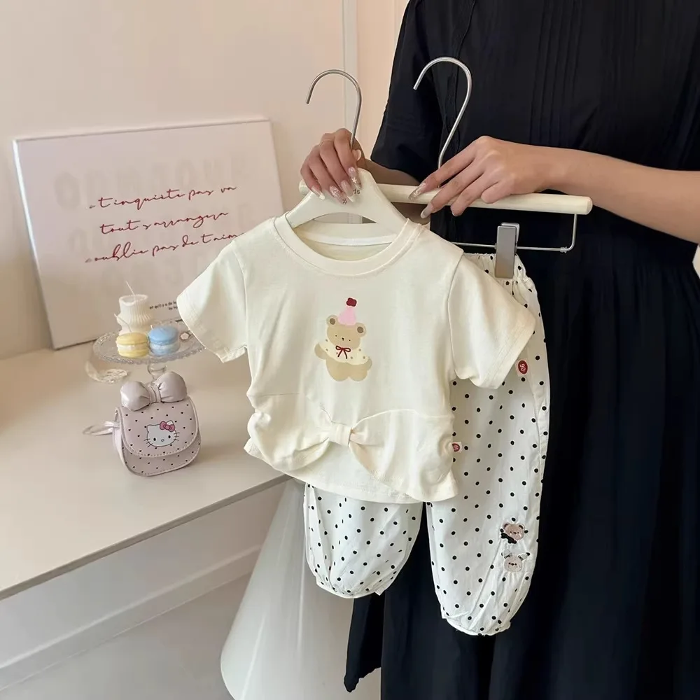 Girls' suit 2026 summer new female treasure cartoon short-sleeved T-shirt thin mosquito-proof pants two-piece set