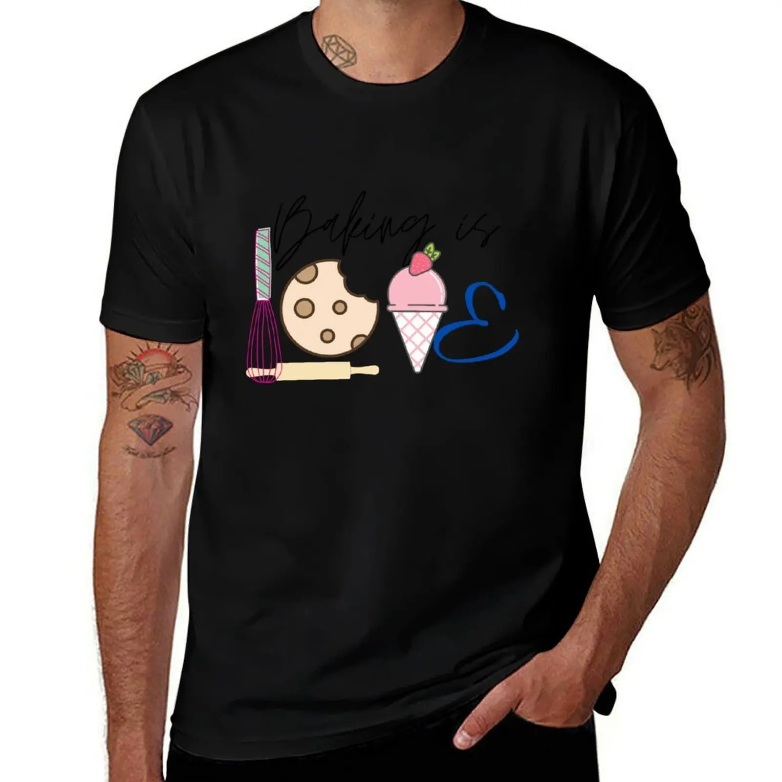 Baking is LOVE - bakers, pastry chefs and hobby chefs T-Shirt Creative Graphic Tee Shirt