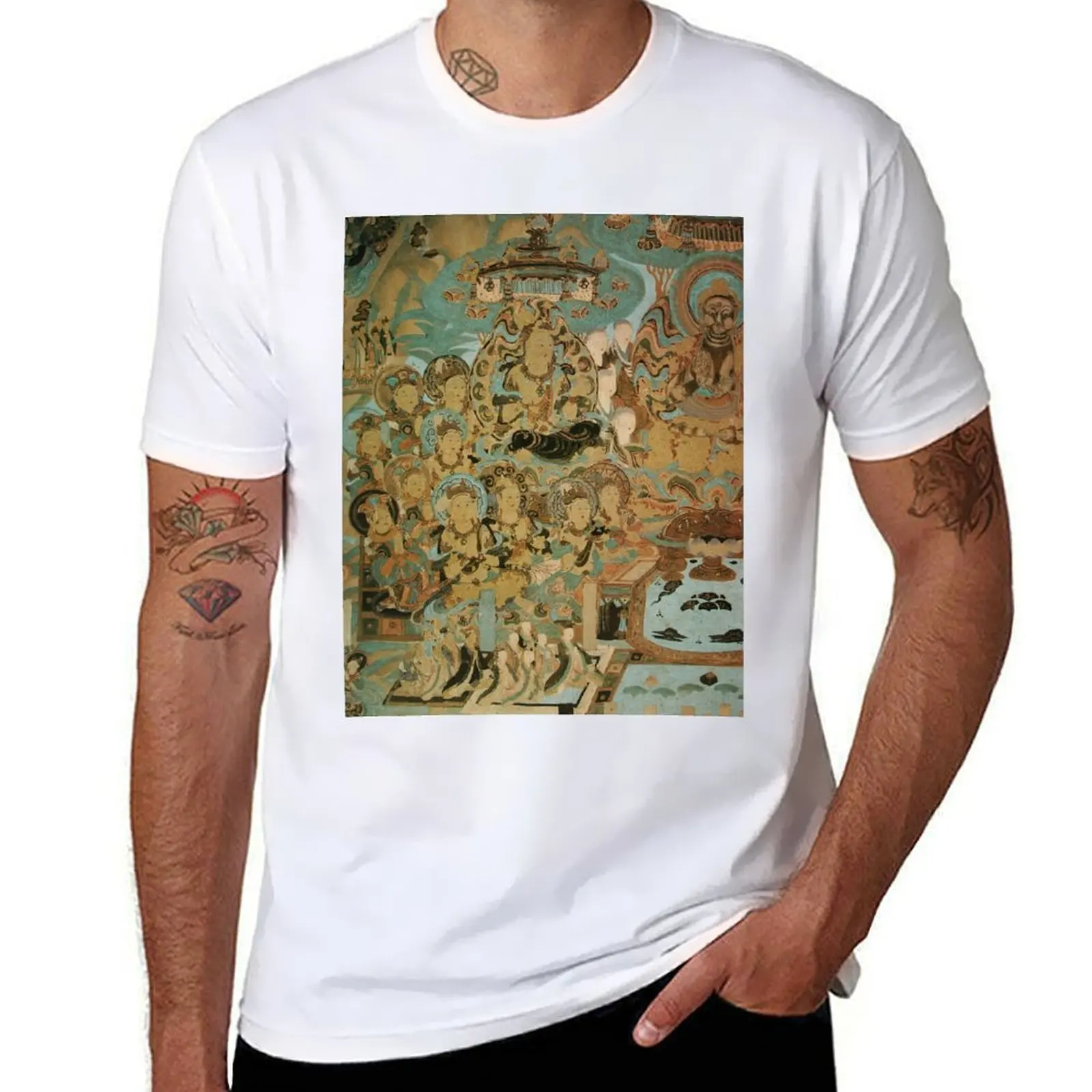 

Dunhuang Mogao Caves——(Buddhist) religious assembly T-Shirt t shirt for man man t shirt summer