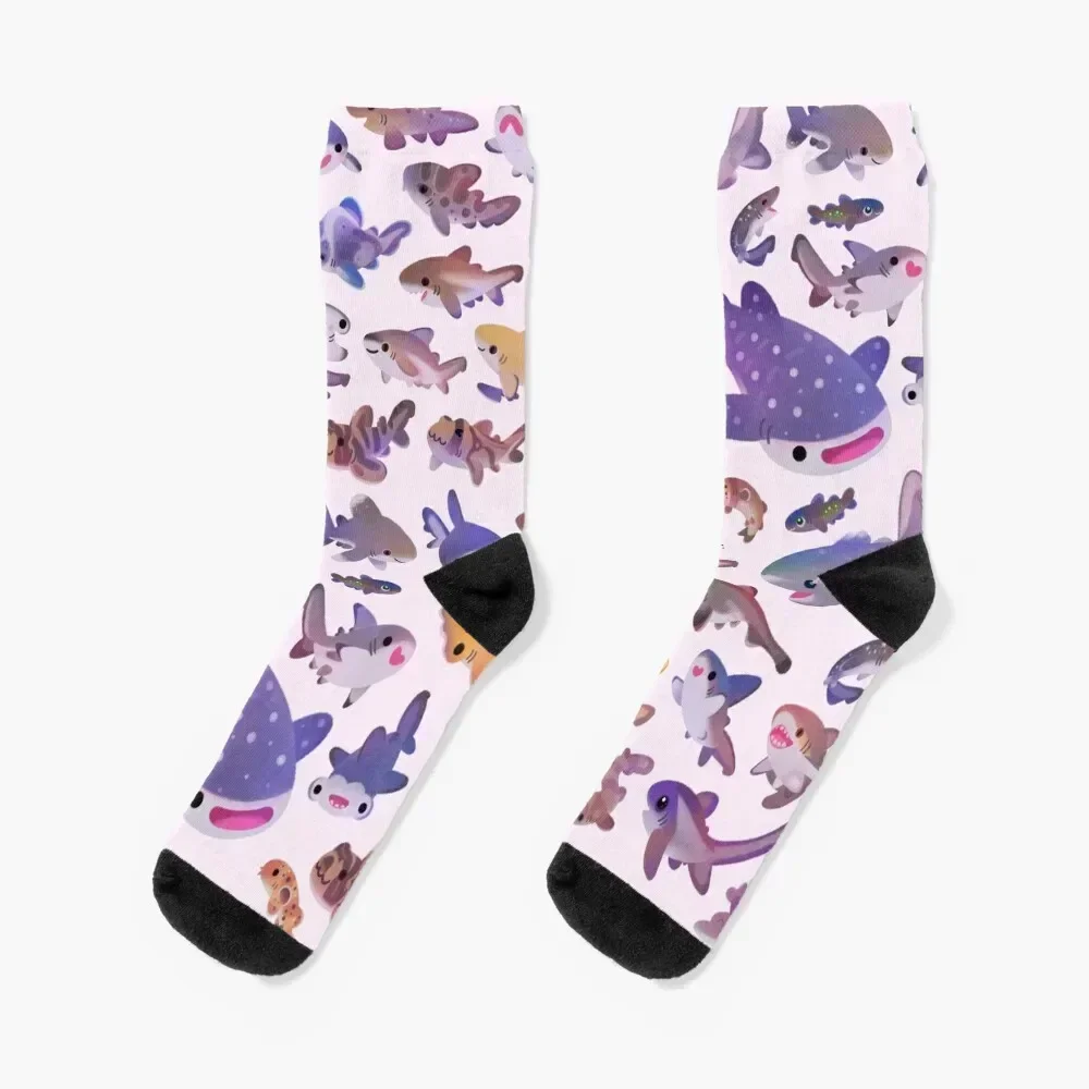 

Shark day2 - name or bright bg version Socks winter Hiking boots moving stockings Run Socks Women Men's