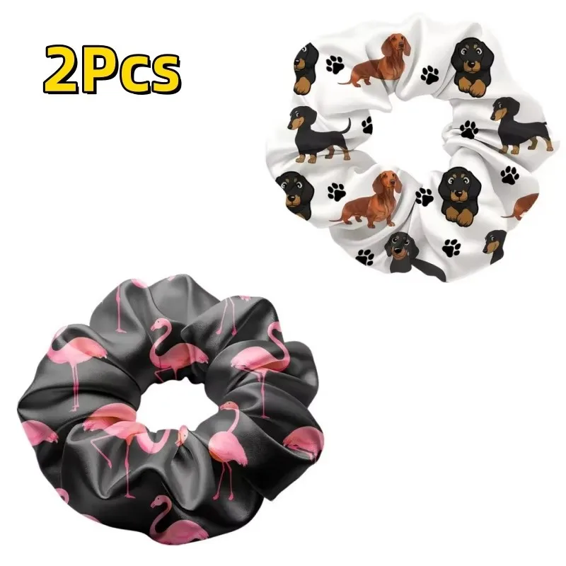 2 Stuks Leuke Teckel Haar Tie Hoge Elasticiteit Duurzame Haarband Met Schattige Teckel Print No-Slip Haaraccessoires voor Vrouwen