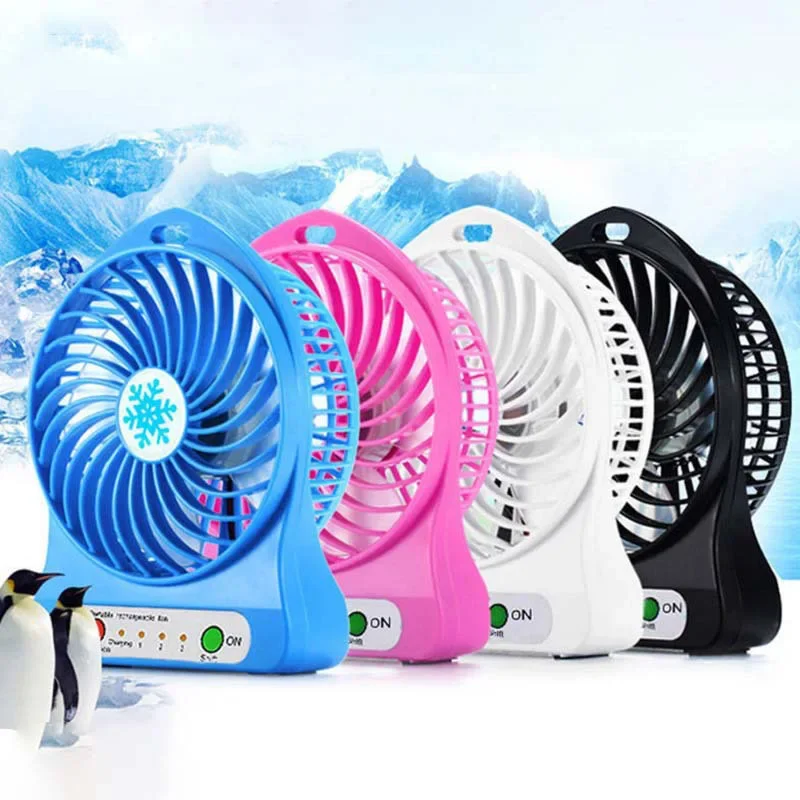 Portable Rechargeable LED Light Fan USB, Mini Desk Cooler, Third Wind Without Battery Handheld Cooling Fan