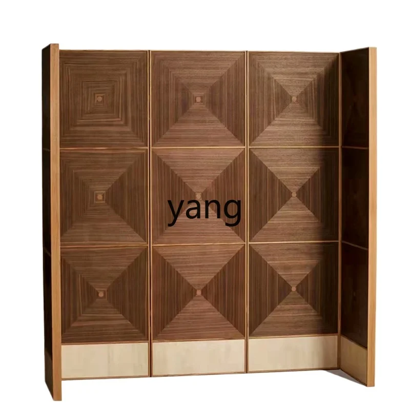 Yjq Mid-Ancient Screen Black Walnut Screen Modern Simple Folding Partition Custom Mosaic Screen