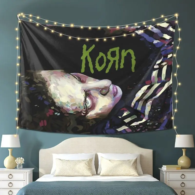 VIKAMA Gothic Cohen New Metal Band Oil Painting Portrait Dark Tapestry, Moody Wall Hanging for Bedroom Living Room Dorm