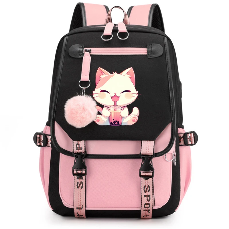 

Аниме мультфильм рюкзак Mochila Cat Bubble Tea аниме Kawaii водонепроницаемый школьный рюкзак для школьников младших классов средней школы