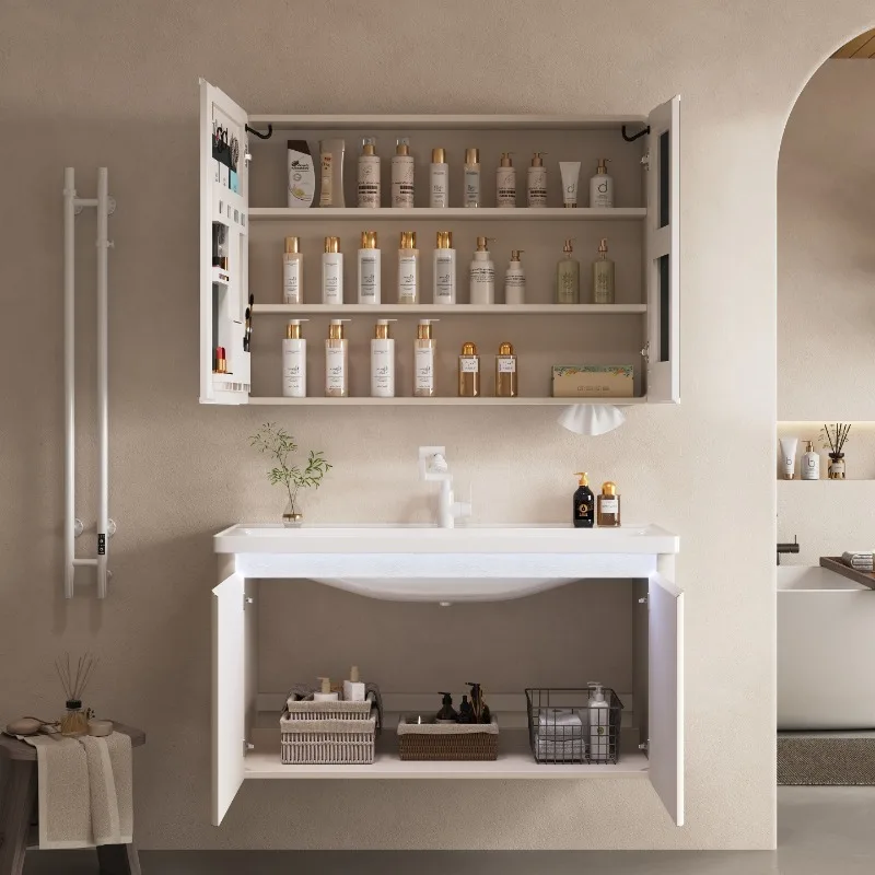 Arc stainless steel honeycomb aluminum bathroom cabinet combination bathroom ceramic integrated face washstand
