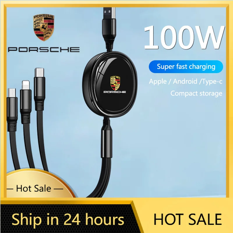 

Наклейка на автомобиль для Porsche: кабель USB Type-C 3-в-1 для быстрой зарядки и передачи данных для Porsche Cayenne, Panamera, Macan, 911, Taycan, Boxster
