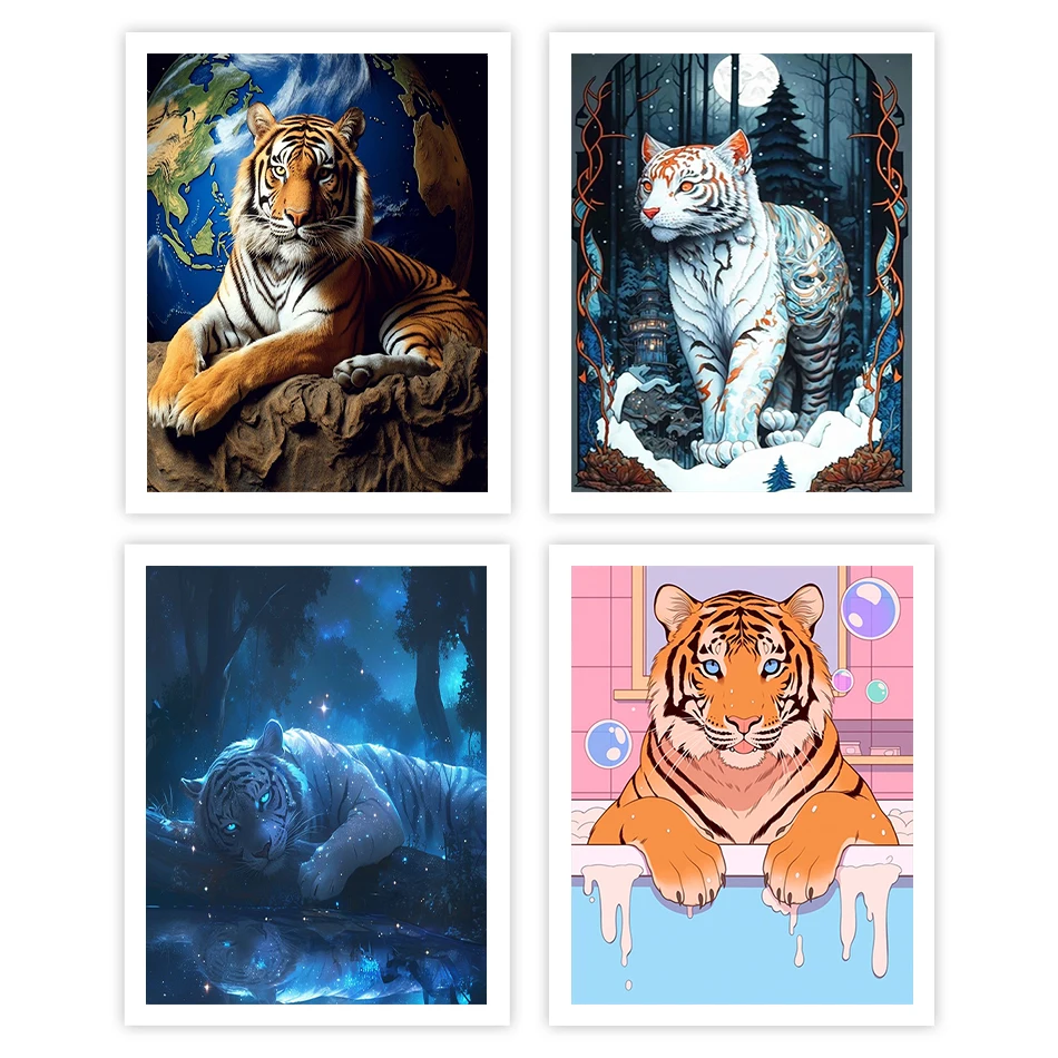 

GATYZTORY Painting By Numbers For Drawing tiger Coloring By Numbers Paint Watercolor Pictures By Numbers Wall Art Modern Drawing