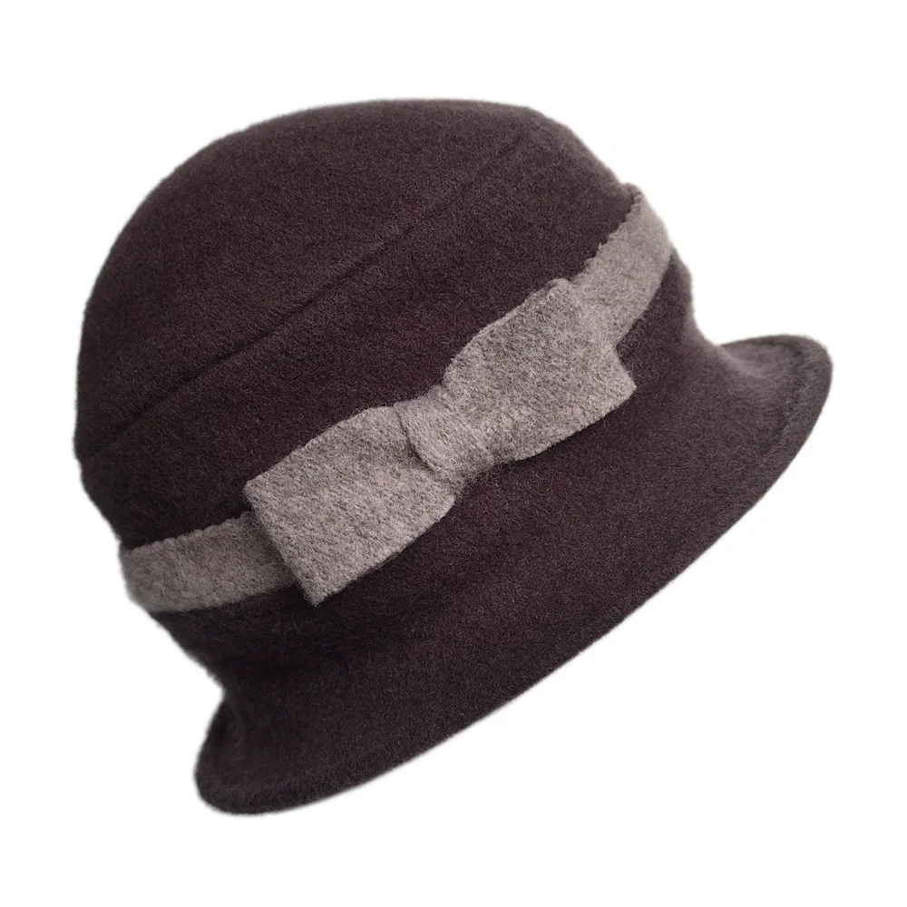 2025 Flower New Section 100% Wool Hat Autumn Winter Middle-aged Female Soft Hat Women European Tide Dome Felted Mummy Hat