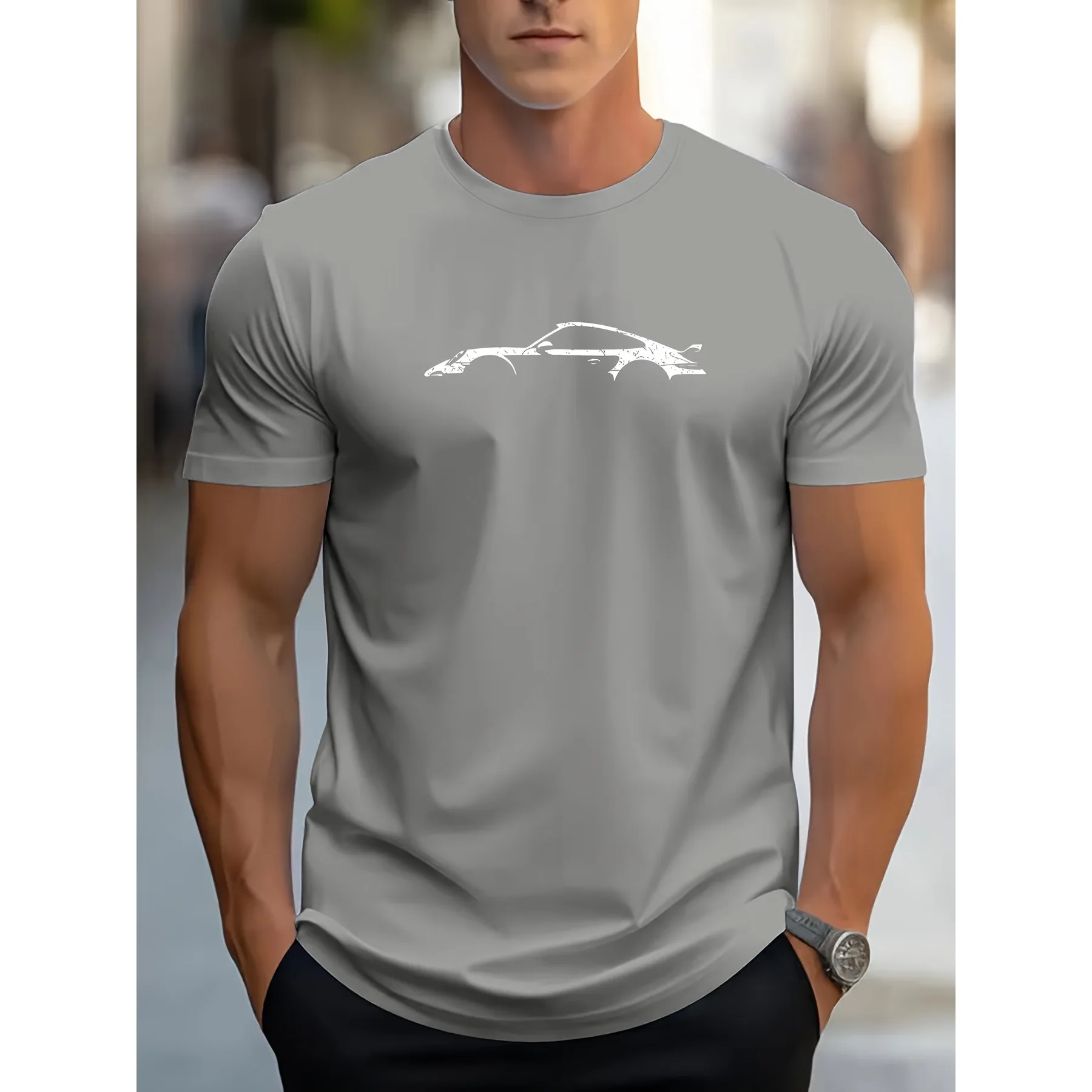 Le T-shirt à motif de voiture rétro pour hommes avec un design de voiture classique convient aux passionnés de voitures et aux vêtements décontractés. Vêtements décontractés à manches courtes