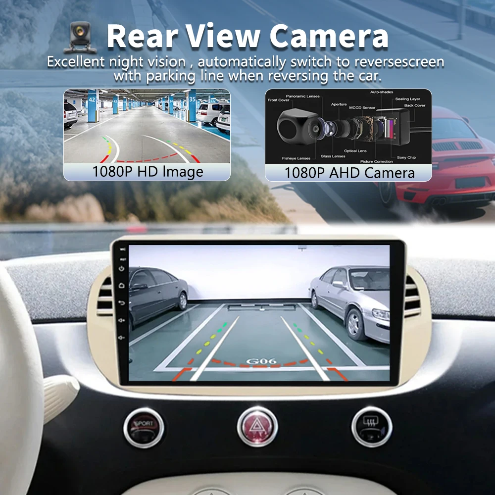 Android 16 For FIAT 500 2007 - 2015 2K QLED Android Car Radio Multimedia Video Player GPS Stereo CarPlay 4G Head Unit