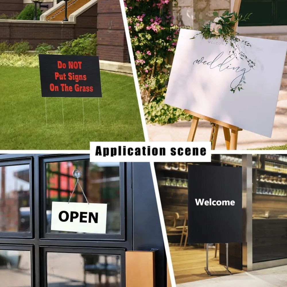 10 Pcs Black Corrugated Plastic Sheets 12x7.8 Inch Sturdy Blank Yard Signs 3mm Waterproof Sign Board for House Sale Signs