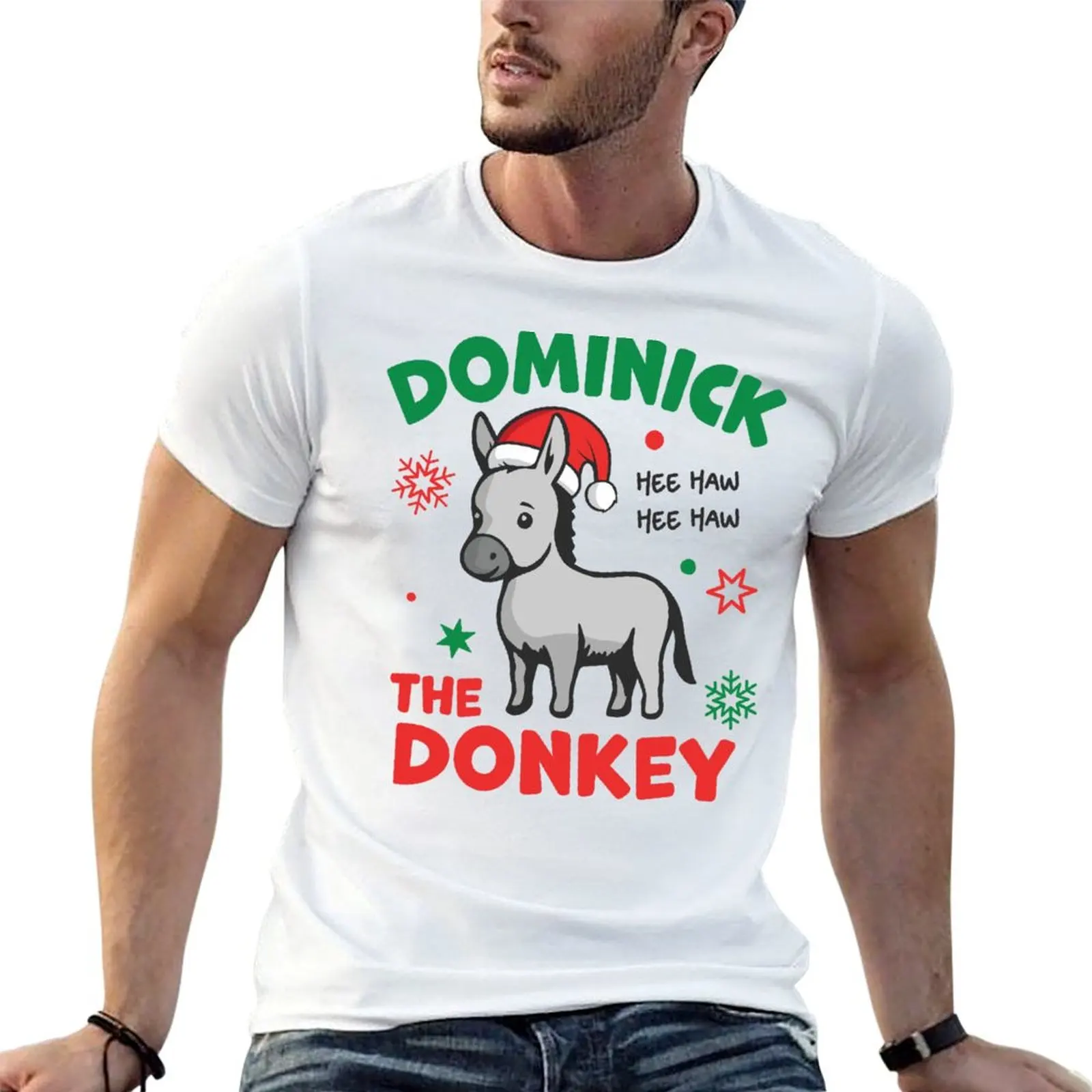 

Dominick the Donkey Christmas T-Shirt cotton tshirt 100% man t shirt designer t shirts for man cotton soft T-shirt