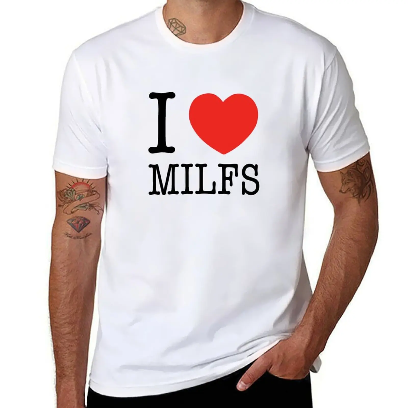 

I Heart Milfs T-Shirt printed t shirts for man t shirt men 100% cotton luxury brand T-Shirt