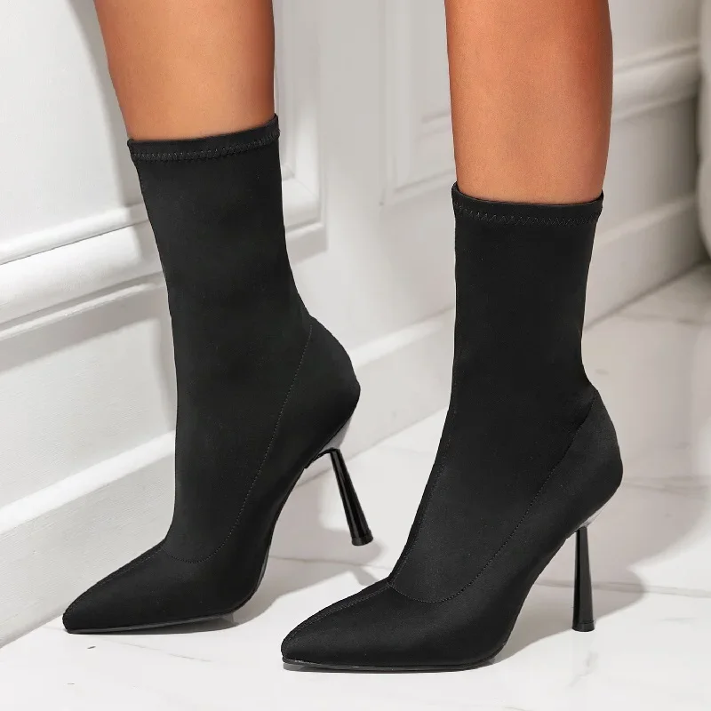 Eilyken New Fashion sottile tacchi alti stivaletti donna scarpe a punta primavera autunno Botines corte Para Mujeres