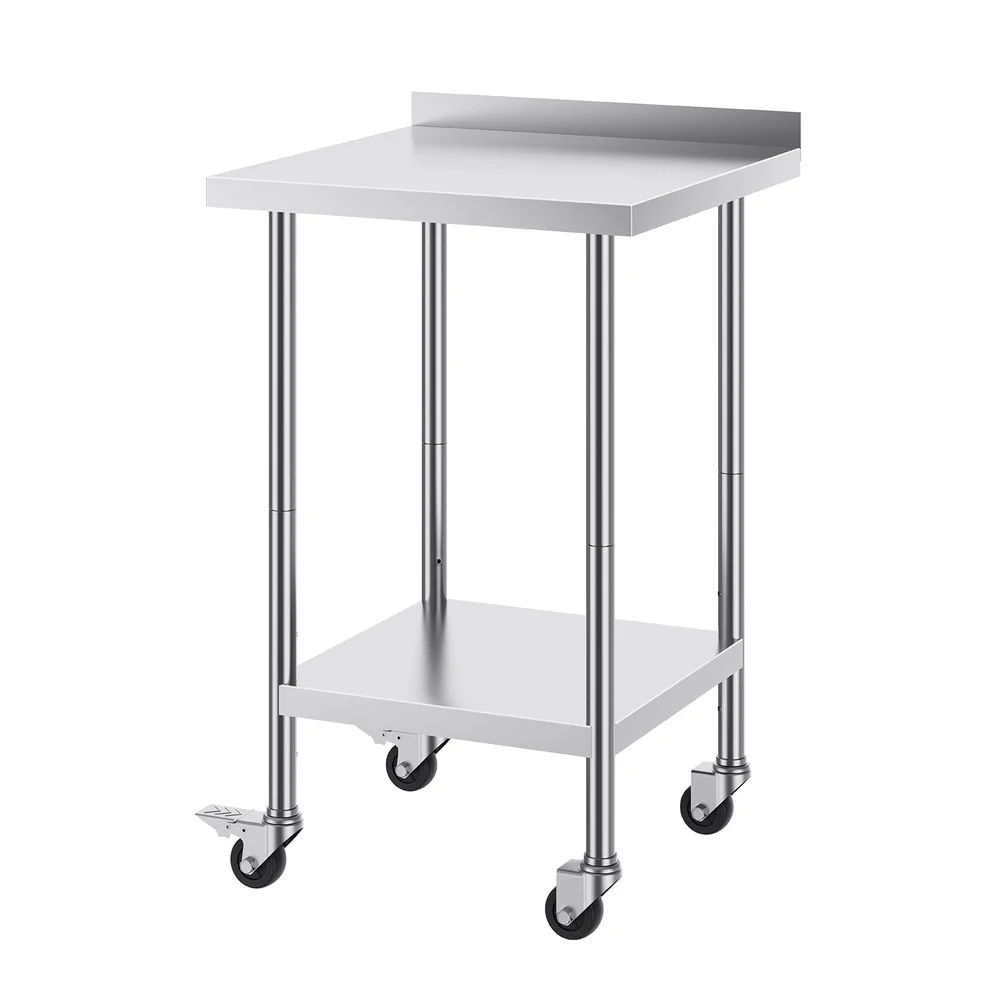 Industrial Grade Stainless Steel Work Table Mobile Kitchen Prep Station with Wheels Adjustable Shelves NSF Compliant Easy