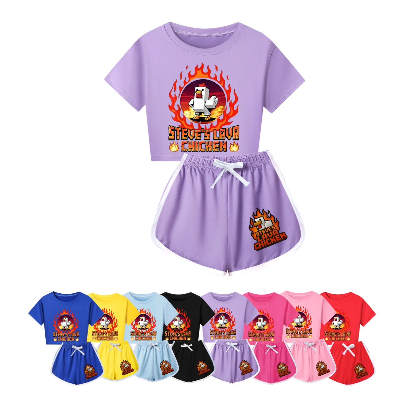 Boys Girls Long Sleeve Pajamas Sets Steves Lava Chicken Pyjamas Suits Children's Sleepwear Teenager Homewear Pijamas4513
