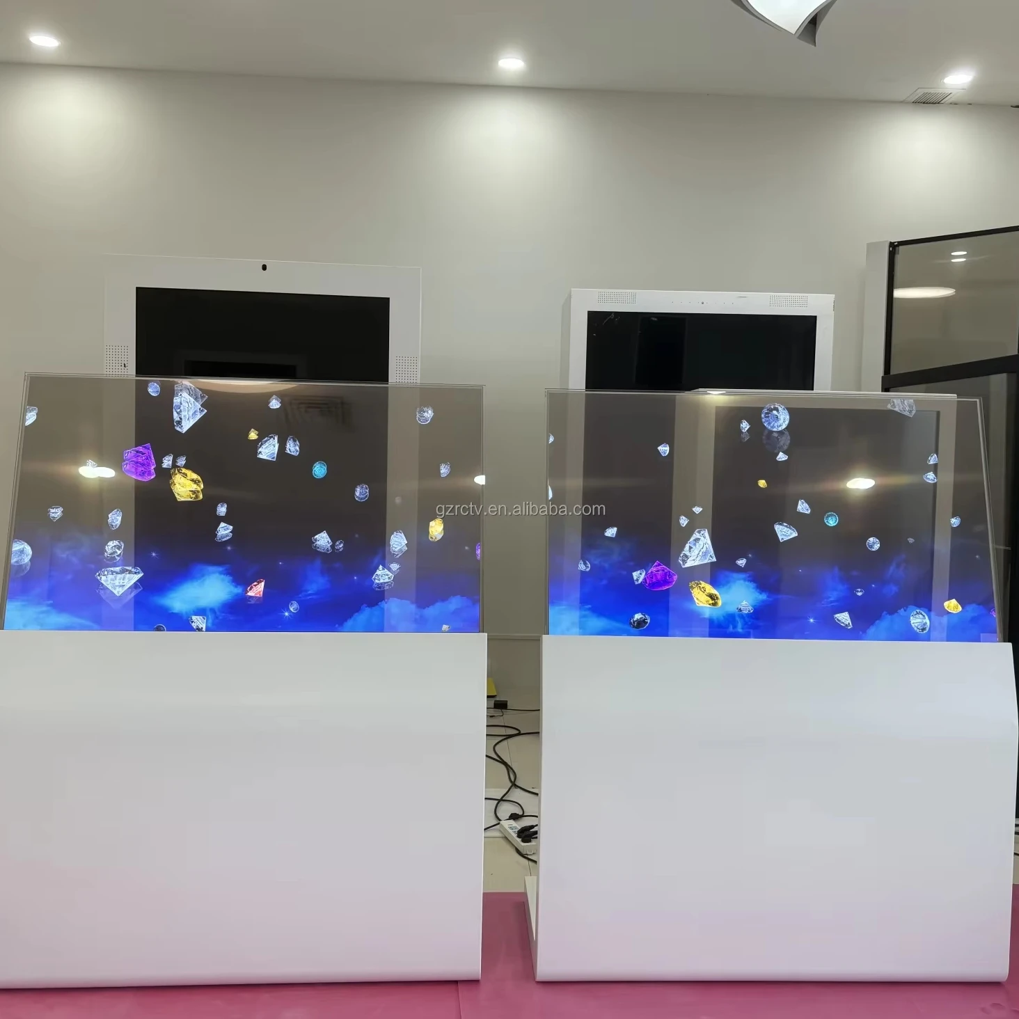 55-Inch OLED transparent screen desktop floor-to-ceiling digital signage smart TV SDK for shopping mall creative touchscreen