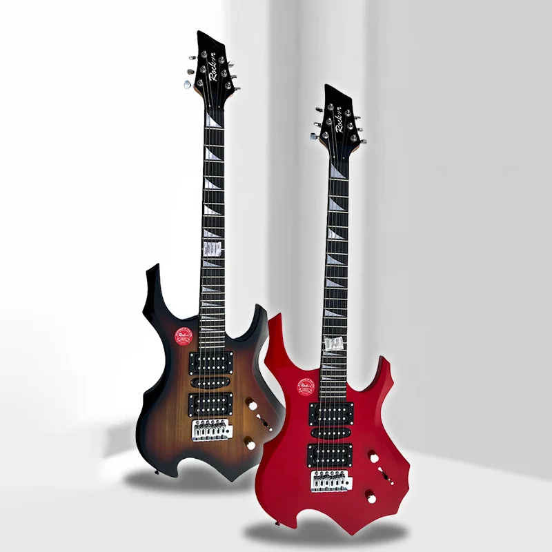 سلسلة جيتار كهربائي على شكل لهب 24 فريتس خشب الورد خشب القيقب نمط روك مزدوج كوتاواي خفيف الوزن للبالغين نغمة متعددة الاستخدامات #2