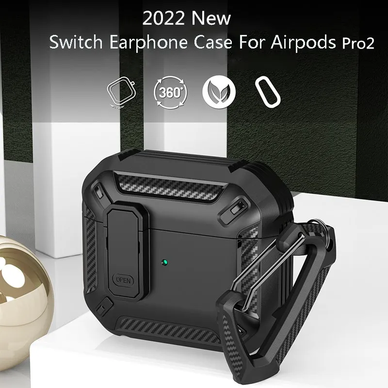 

Luxury Switch Case For Airpods Pro 2 3 Shockproof Cover With Buckle Carbon Fibre Accessories For Apple Air pods Pro 2nd 3 2021