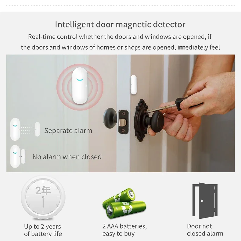 Sistema de alarma de sirena de cámara Wifi externa de seguridad para el hogar con Control remoto, intercomunicador, Sensor de apertura de puerta