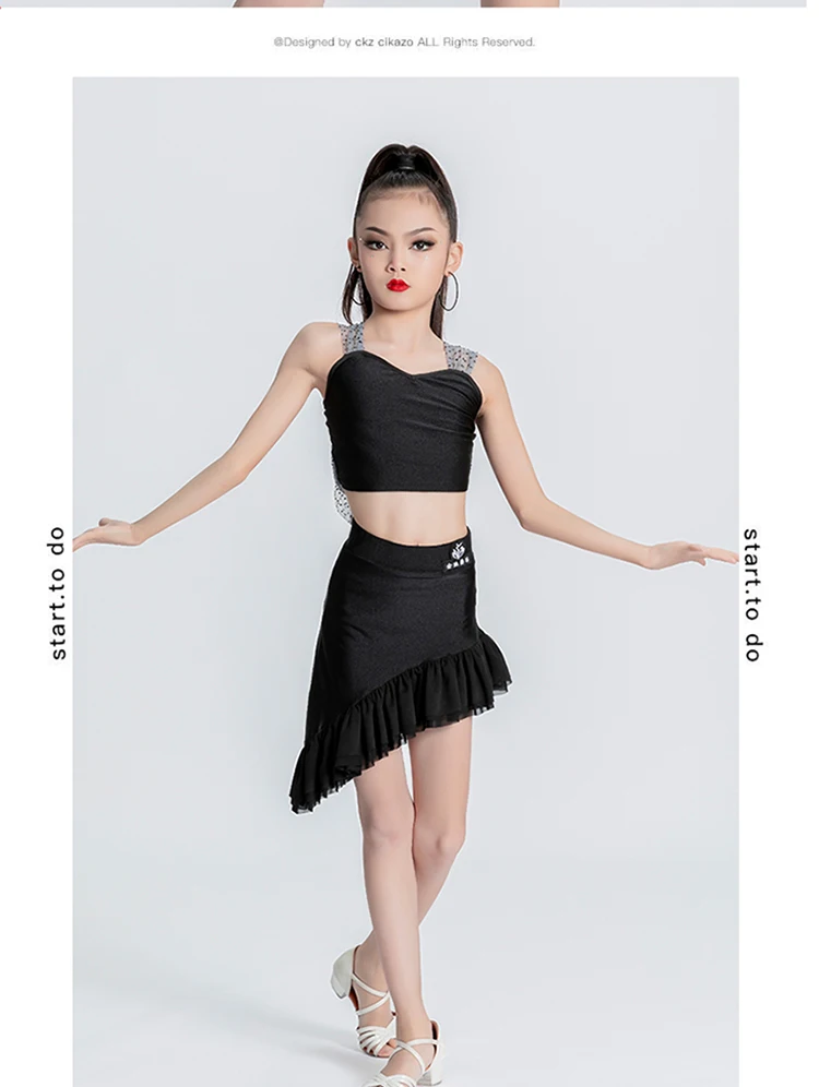 Latin Dance Dress, Sommer weiß, minimalisti scher Trainings anzug für neue Mädchen, profession elles Performance-Tanz kleid für Kinder