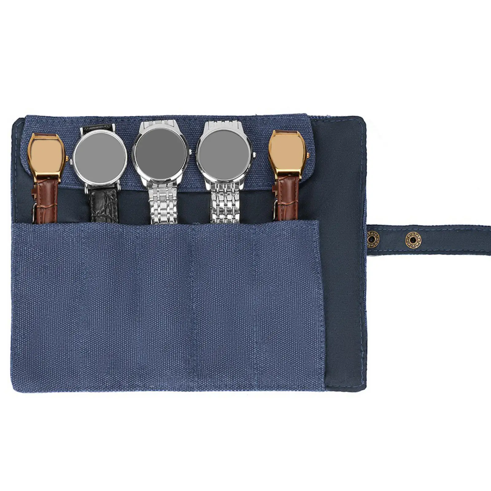 Watch Roll Travel Case 5 Slots Jewelry Box Accessories Foldable Wrist Watch Container Watch Holder Box for Men Travelling Home