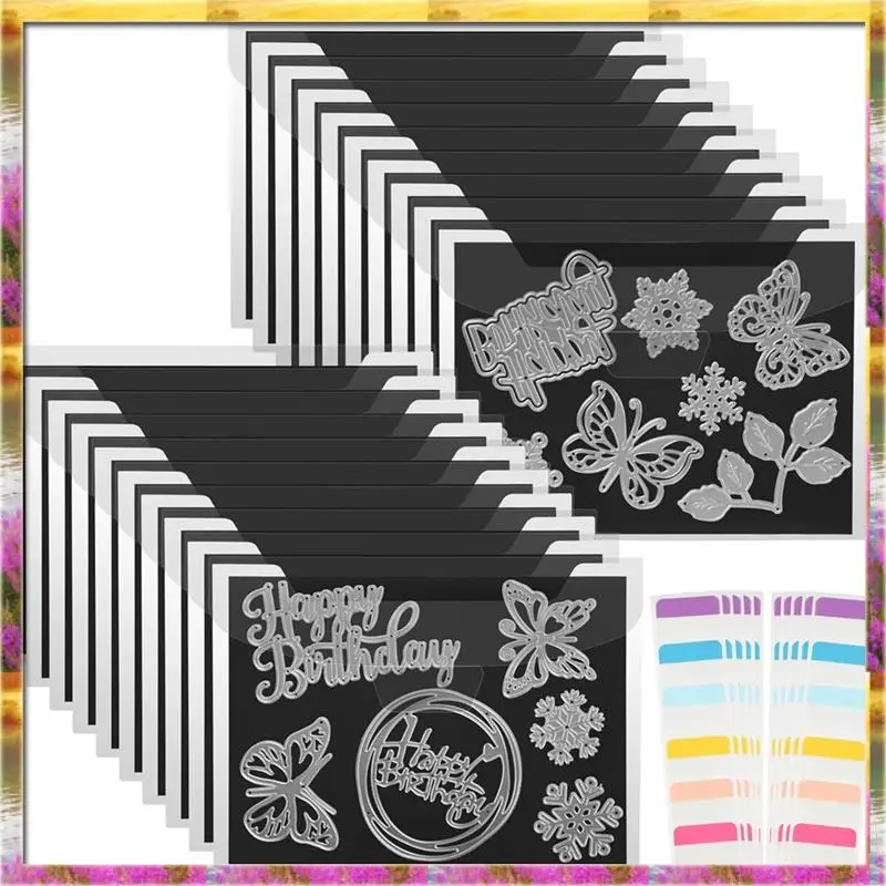 AA46 HOT-For Card Making Die Cut Magnetic Storage-40 Pieces(20 Double Sided Sheets+ 20 Storage Bag Pockets)