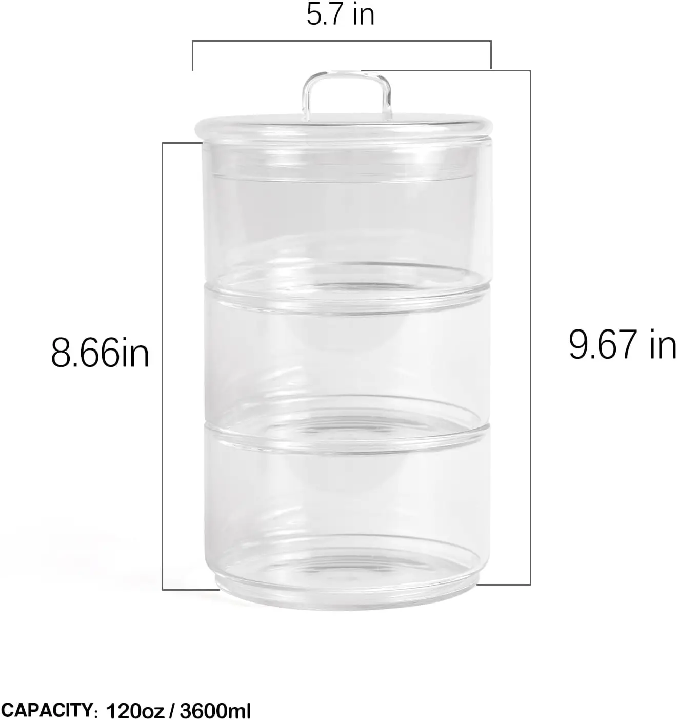 Large Glass Storage Jars with Lid, Stackable Glass Kitchen Canister Thicken Glass Food Container