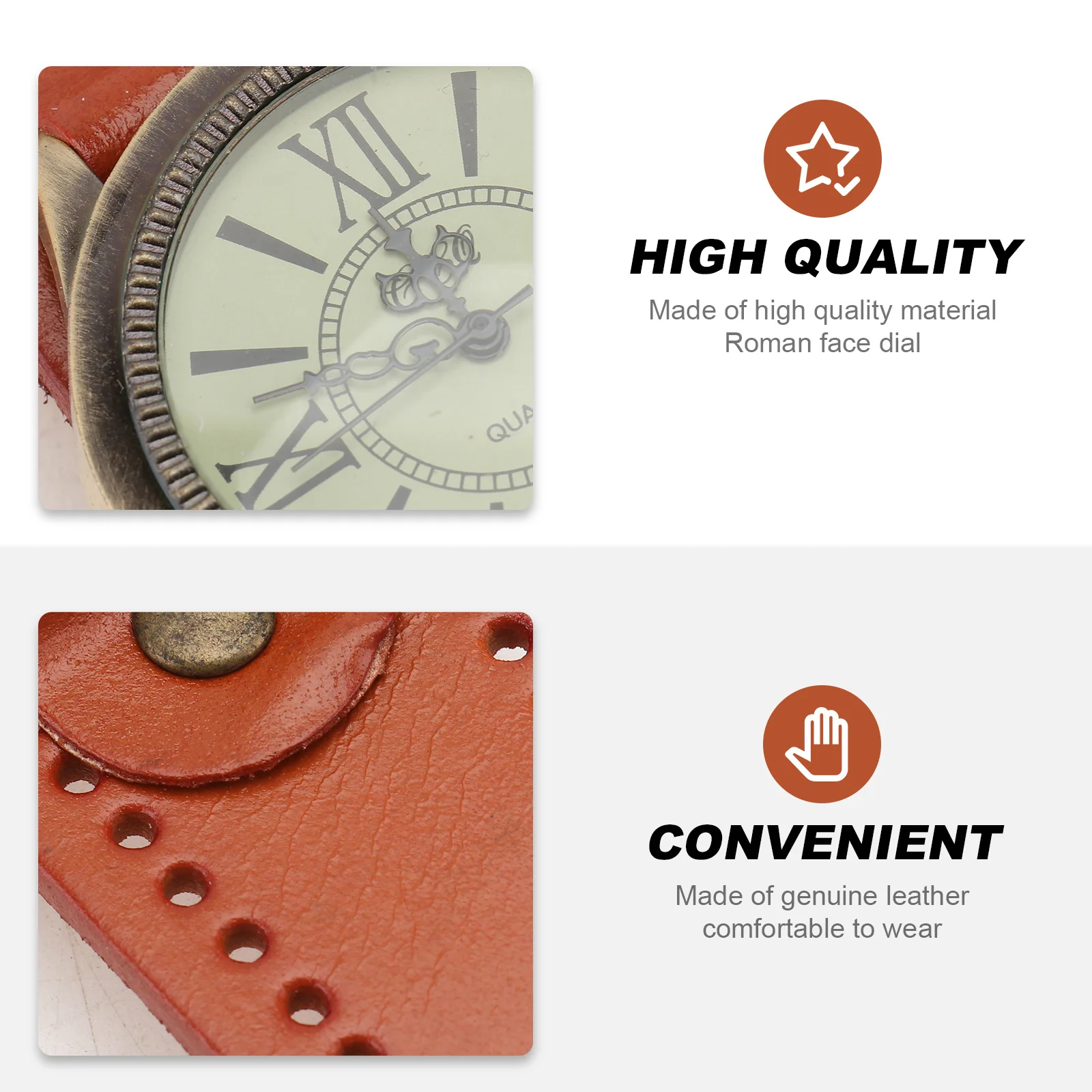 

1pc Vintage Roman Quartz Wristwatch Bracelet Watch For Women Retro Band Bracelet Watch Elegant Timepiece Orange