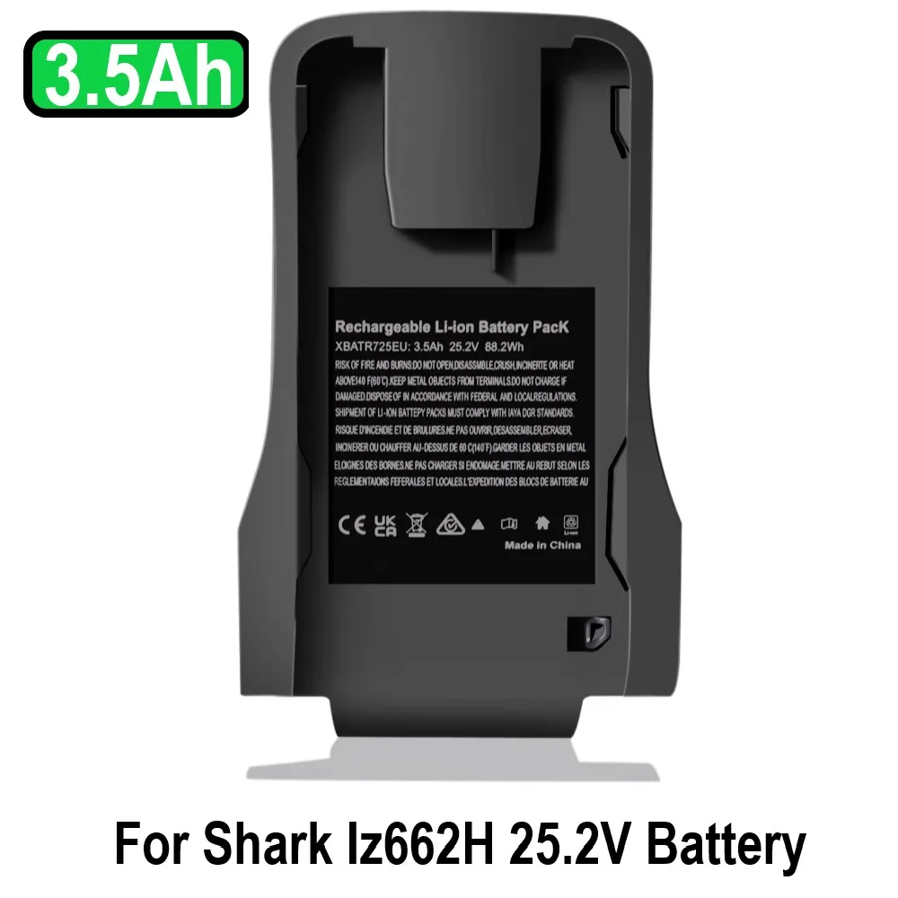 

3500Ah 25.2V Lithium Ion Replacement Battery for Shark XBATR725, Compatible with Shark Iz662H, Iz682H Vacuum Cleaners