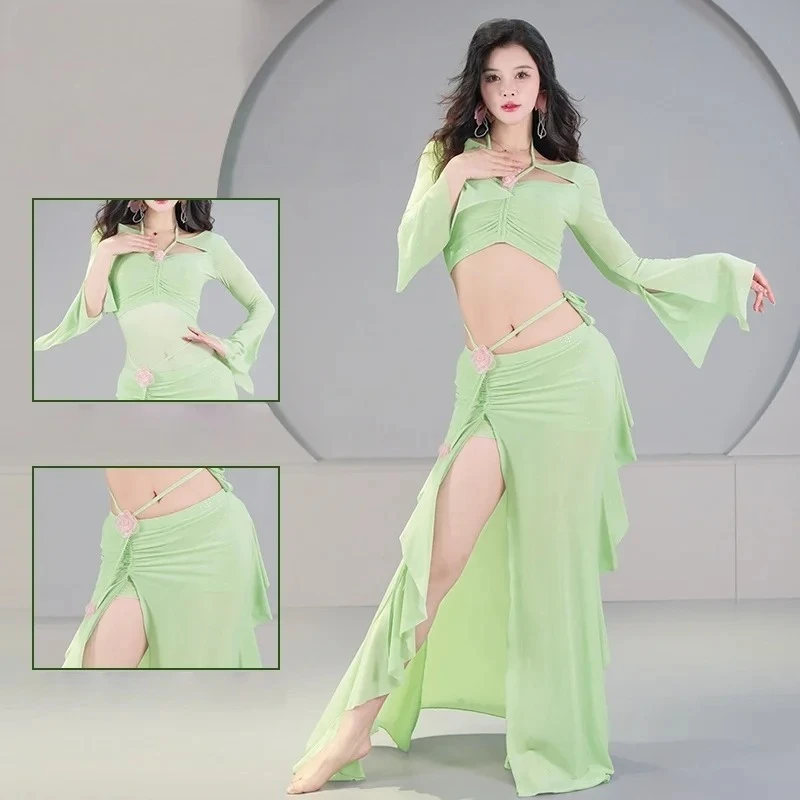

Original Sexy Eastern Dance Costume Fairy Petal Skirt Performance Outfit Slimming Belly Dance Suit Cotton Polyester Women