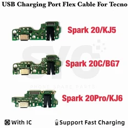 SYC OEM For Infinix Tecno Spark 20 20C 20 Pro KJ5 KJ6 BG7 USB Charging Port Dock Connector Flex Cable Replacement Parts