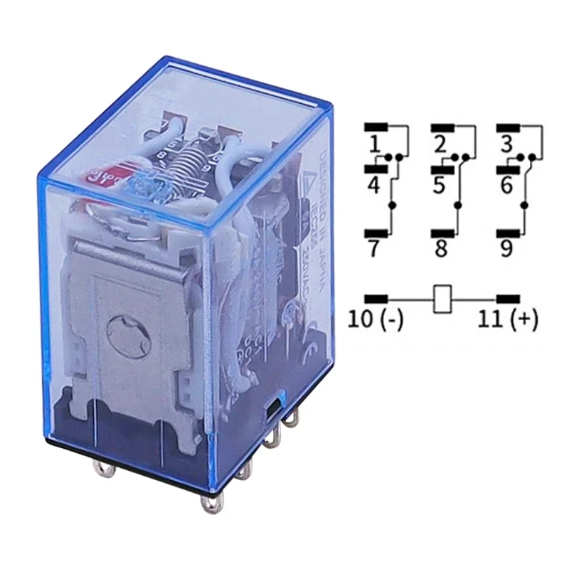 Micro Mini Relay HH53P MY3NJ MY3 11-Pin DC12V/DC24V/DC110V/AC220V Coil General Purpose Intermediate Electromagnetic — zdjęcie 7