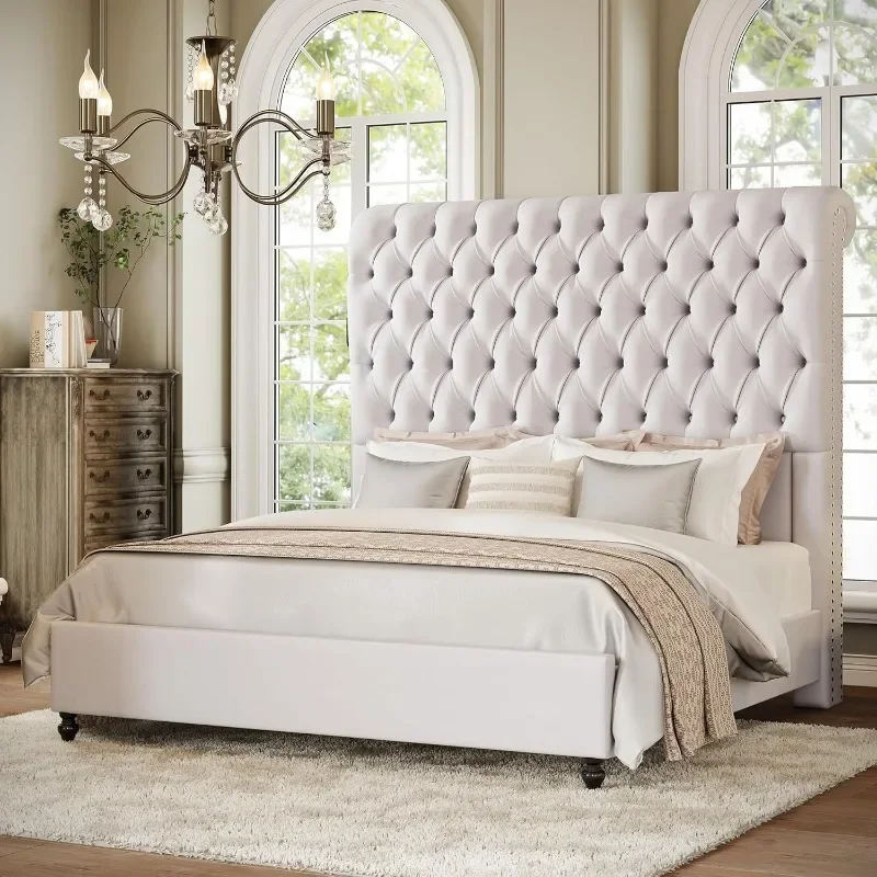 AMERLIFE King Size Bed Frame and Headboard with 59