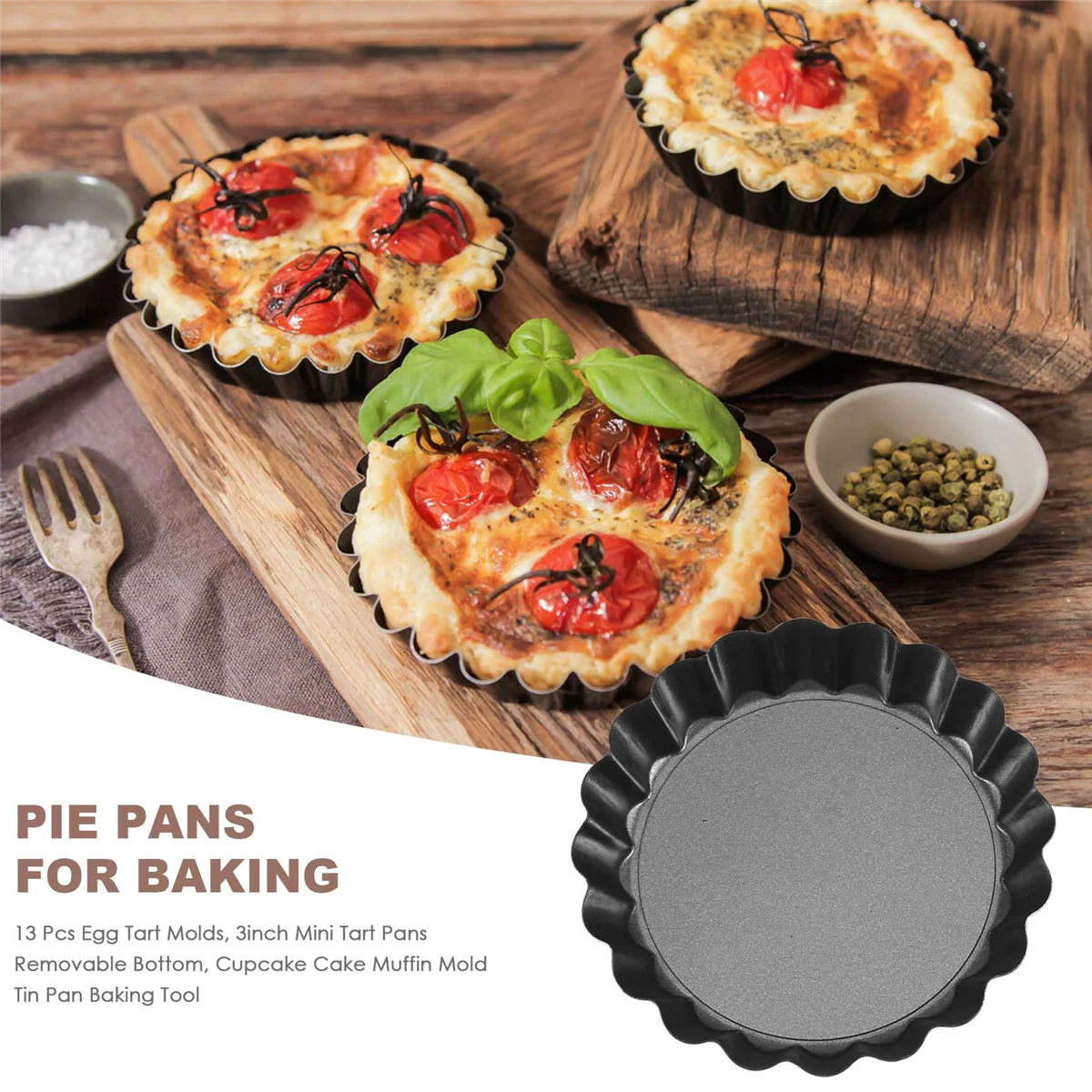 13 Pcs Egg Tart Molds, 3inch Mini Tart Pans Removable Bottom, Cupcake Cake Muffin Mold Tin Pan Baking Tool