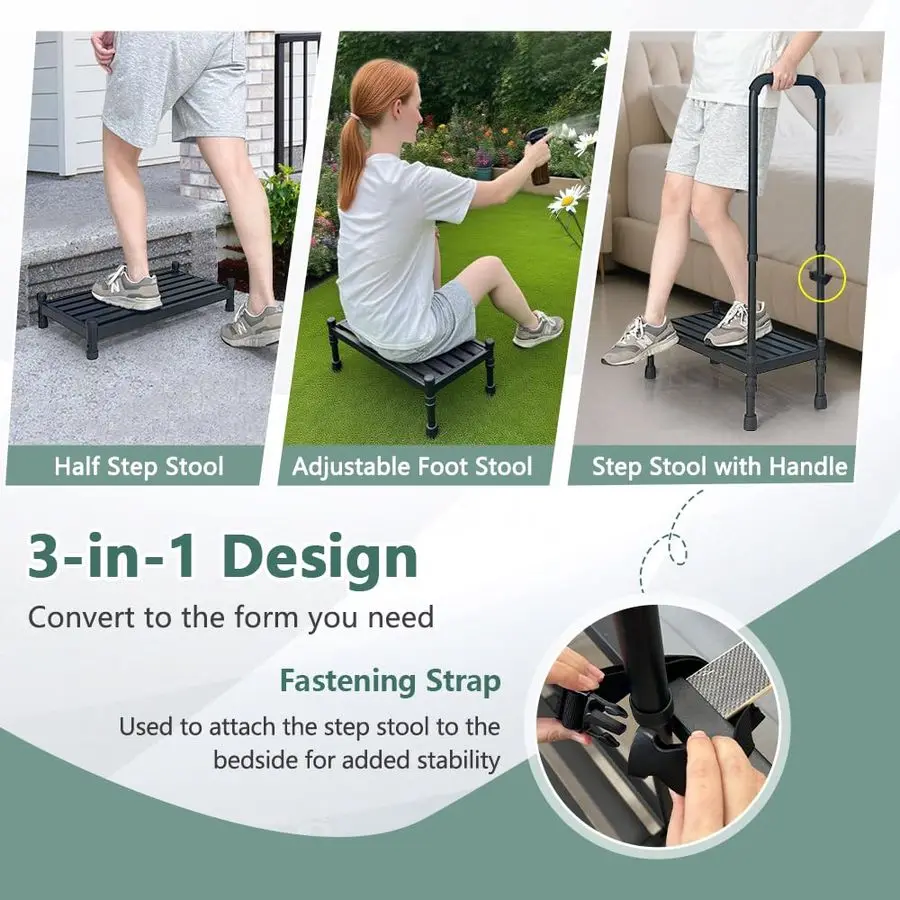 مقعد متدرج مع مقبض لكبار السن، مقاعد طبية للمعاقين مع درابزين، خطوات سرير كبار السن للأسرّة العالية، ميتا شديدة التحمل