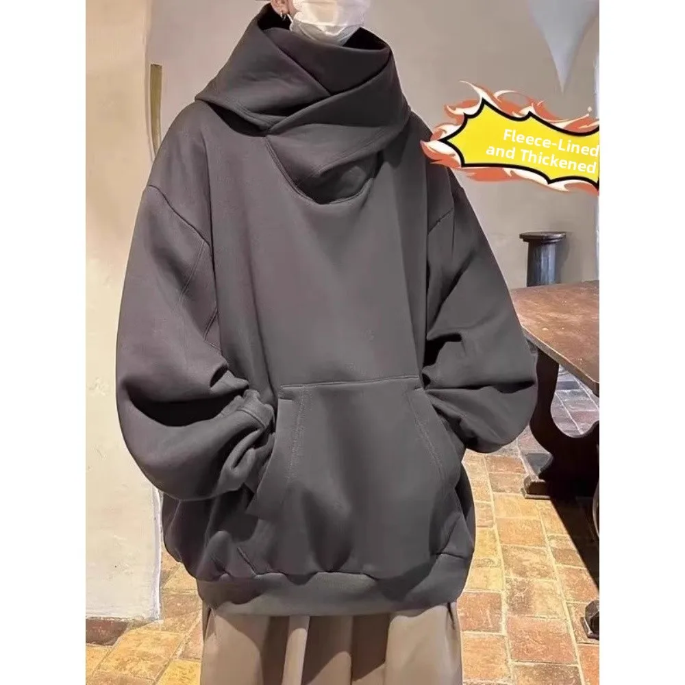 

Fall Winter plus Size 300 Pou 2025 American Trendy Brand Functional Sle Hooded High Collar Sweatirt ex Warmth Prot...