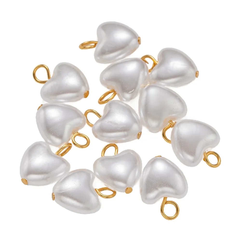 10Pcs Stainless Steel Imitation Pearl Pendant with Hoop DIY Fashion Cute Heart Geometry Necklaces Earrings Jewelry Making - view 4