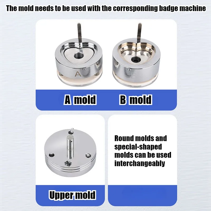 Special-shaped Badge Mold Tinplate Heart-shaped Badge Parts Metal Square/Rectangular/Hexagonal Mold Oval Mold for Badge Making
