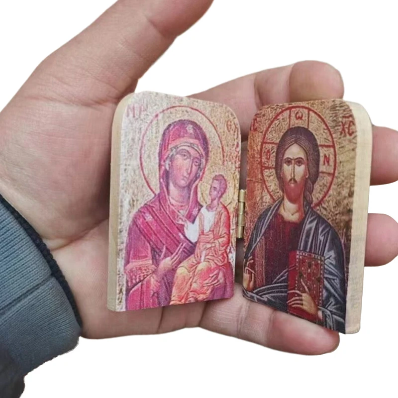 المسيح العذراء المعلم رمز كاثوليكي كازان ، Diptych للسفر ، عرض المنزل ، هدية دينية