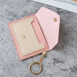 Fashion Slim Leather Wallet Business Credit Card Holder Short Purse Leather ID Card Holder Candy Color Coin Case