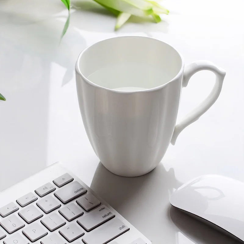 400ML, pure white bone china original breakfast cups, pumpkin design, cute cups and mugs, porcelain thermal cup of coffee, tea