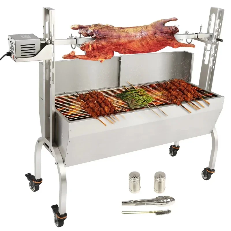 

Heavy Duty Outdoor Roaster Spit Rotisserie BBQ Grill Pig Lamb Chicken Roaster 50W 132LBS Charcoal Barbecue Rotisserie