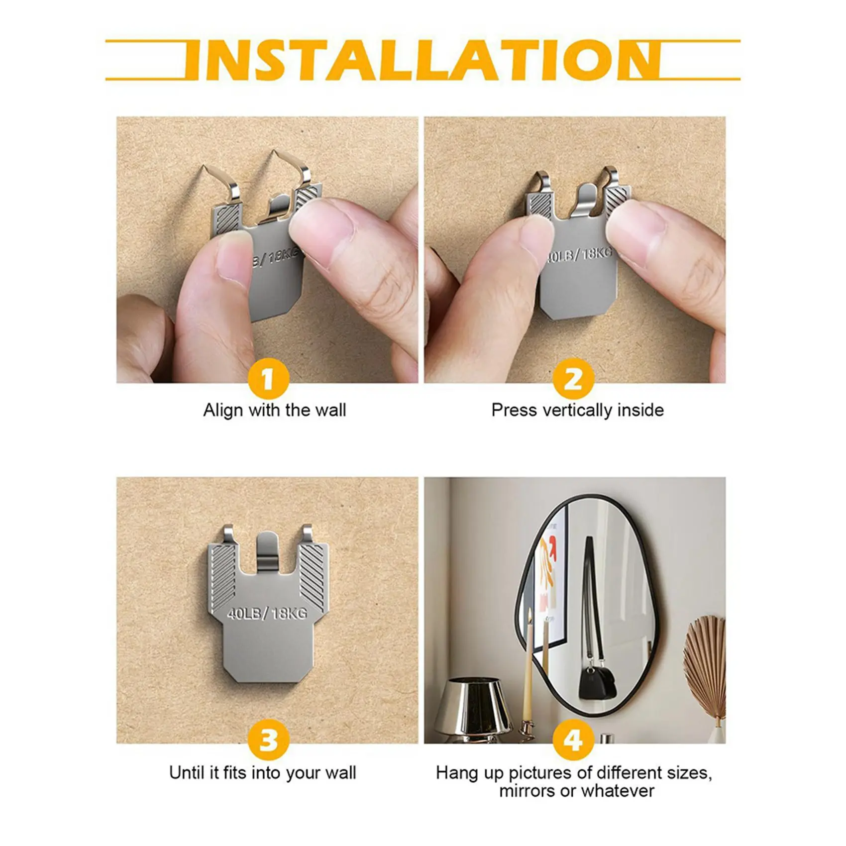 Retail 30Pcs Claw Picture Hangers For Drywall 40Lb Capacity Each, Tool-Free Installation For Pictures, Mirrors & Wall Decor
