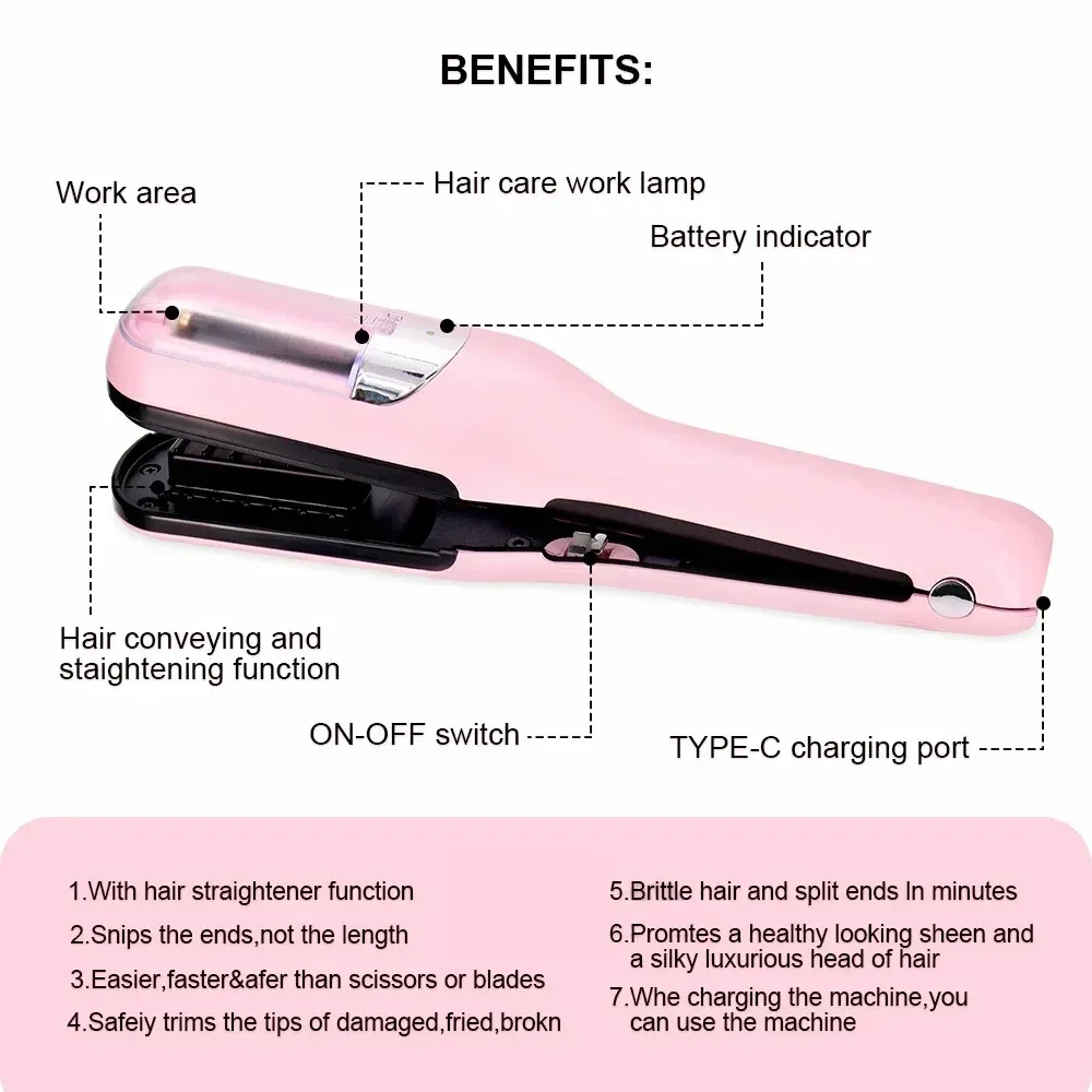 Rechargeable Cordless Split Hair Trimmer, Hair Split Ends Trimmer, Remover Damaged Hair, Repair Hair Care TreatmentColor