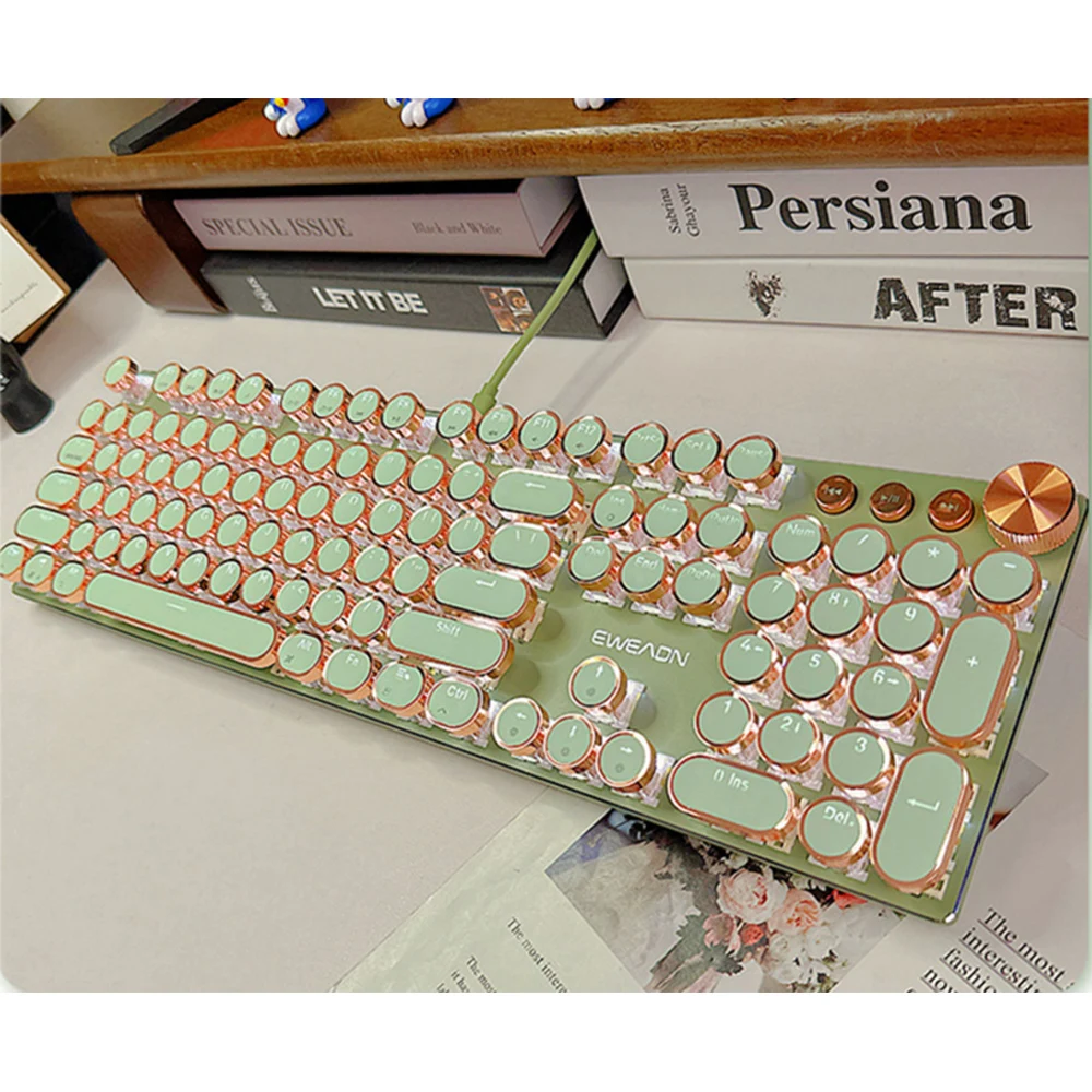 Custom wired real mechanical keyboard for office high end mechanical retro steam punk keyboard led light gaming backlit keyboard