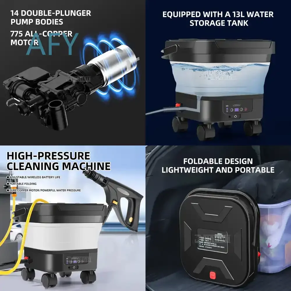 for Household Portable Wireless Car Washing Machine for Cars SUVs Trucks RVs Multifunctional High Power Folding Cleaner with